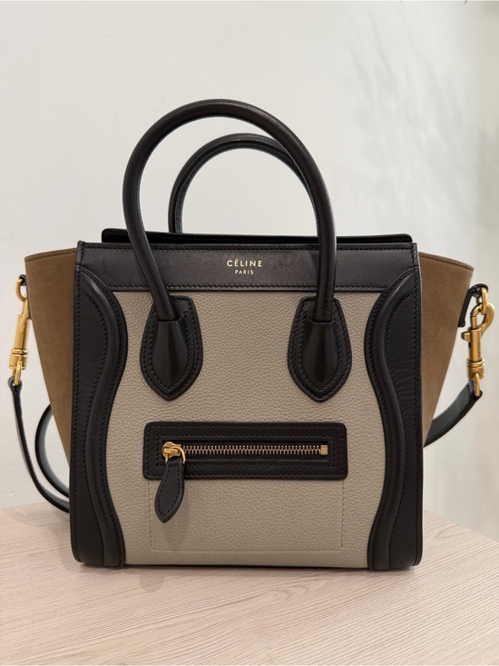 Celine Handbags - Celine Nano Tricolor trifecta calfskin/suede crossbody tote